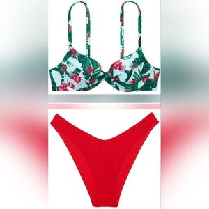 34DD/M VS Swim Removable PushUp Bikini Top Brazilian Bikini Set